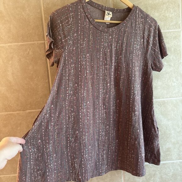 Sew In Love Top Sz M Women’s Artsy Boho Tunic Top Brown Multicolored W/Pockets - Picture 6 of 12